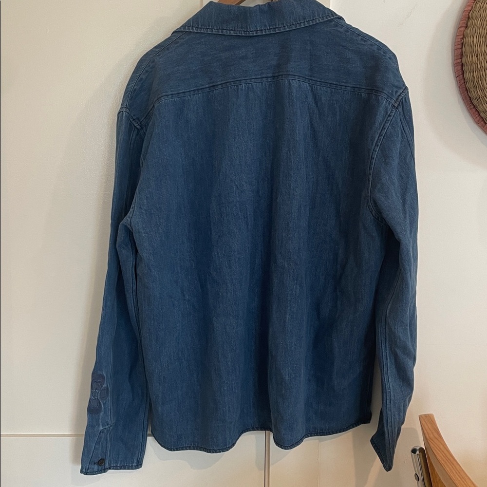 NEW COMMAS denim cotton and hemp tie front shirt Australian brand - Picture 10 of 11